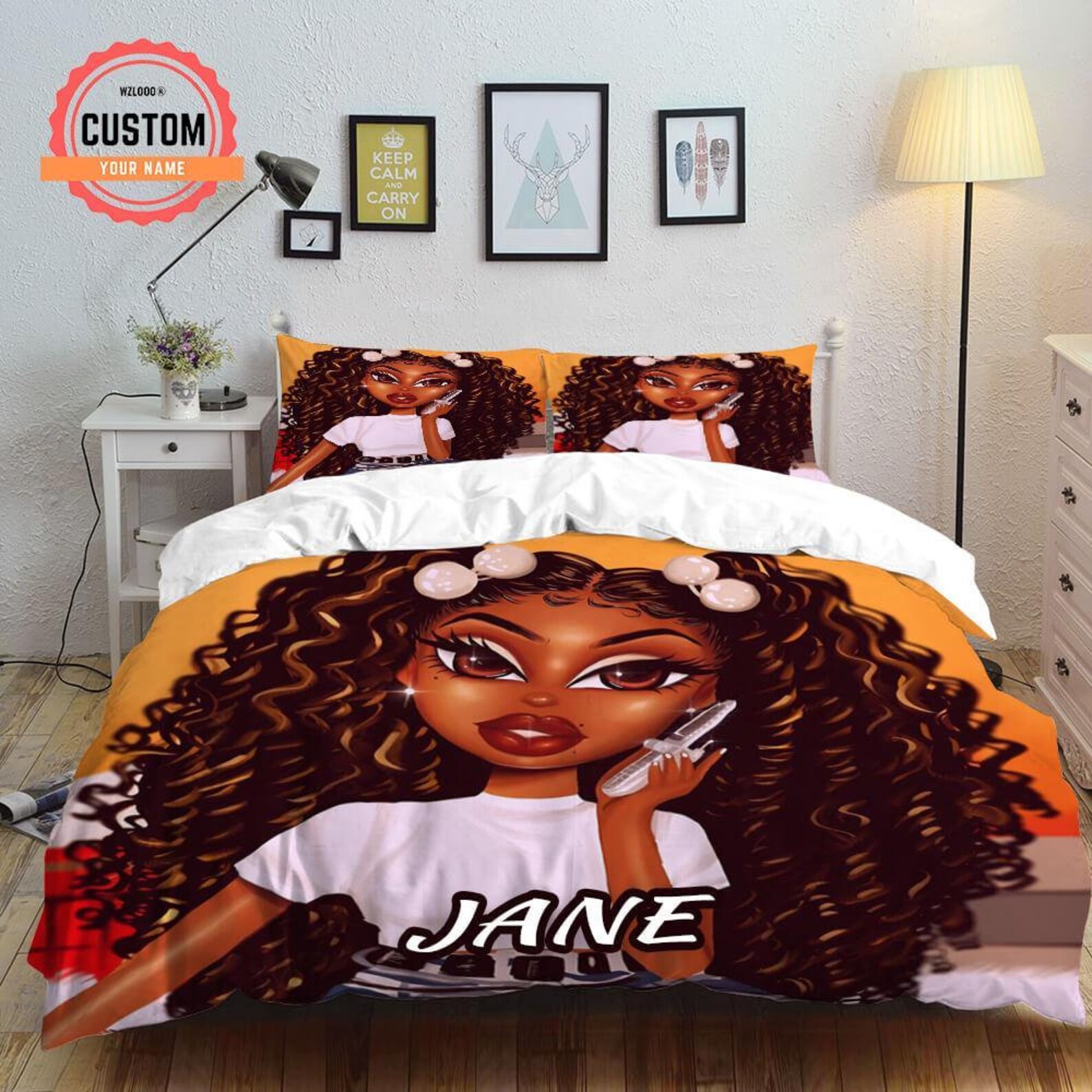 Black Girl Bedding set Melanin Bedding set Blanket and Etsy