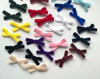 Velvet Hair Bows, Red, Yellow, Maroon, Pink, Bottle Green, Purple, Light Blue, Blue, Navy, Copper, Black, Beige, White Hair Accessories