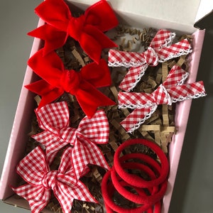 Red School Hair Bows, Hair Bows for Girls, School Hair Accessories, Handmade Uk, Back to School