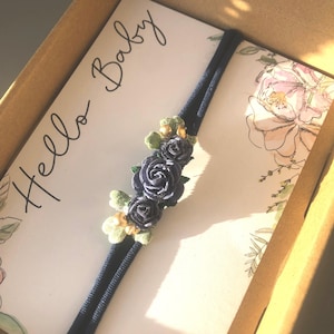 Navy Flower Headband for Newborns, Photoshoots, Weddings