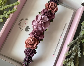 Purple Flower Headband with Blush and Lilac Detail, Newborn Photoshoot Headband