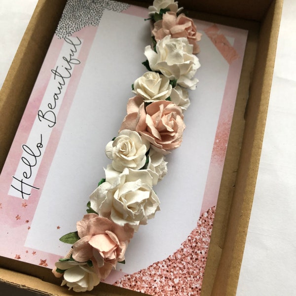 White and pale pink Flower Crown for Weddings, Photoshoots, Cakesmash