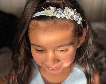 Baby Blue Mulberry Flower Headband, Wedding Photoshoot Prop