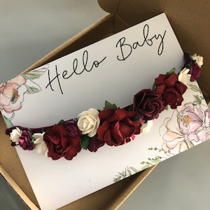 Burgundy and White Headband,Flower Crown Style for Weddings, Parties and Photoshoots