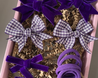 Purple School Hair Bows, School Hair Accessories for Girls