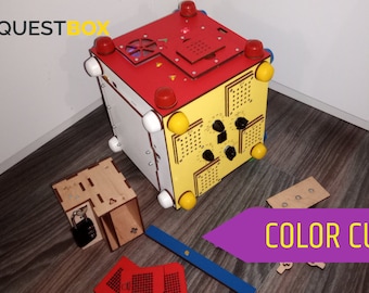 Caja de escape portátil multicolor Busy CUBE actualizada, juego de rompecabezas de búsqueda de tablero para múltiples jugadores, rompecabezas lógico y desafiante