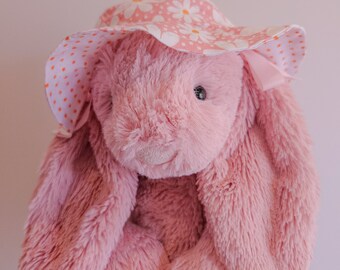 bunny sun hat, plushie hat, plushie accessories, jellycat bunny clothes, bashful bunny hat