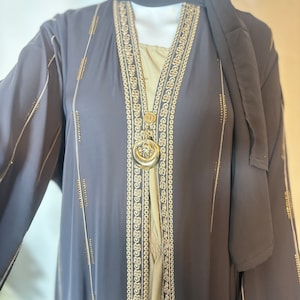 Elegant Dark Gray Dubai Abaya/Gray Abaya/Abaya for Women/Eid abaya/Abaya/Open abaya