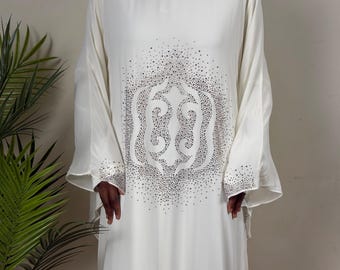 Embellished Chiffon Abaya Set with Inner Slip – Modest Maxi Dress for Occasions