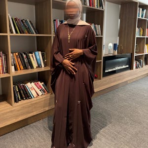 brown batwing dress Bella Batwing Sleeve Abaya Maxi Dress