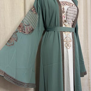 Luxury Abaya Set,Abaya for Women, Eid Abaya, Abaya, Modest Abaya/Nikkah Abaya/Light Green Abaya/Women’s Abaya/Dubai Abaya/Green Abaya/