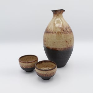Rustic Black and Tan Sake Set