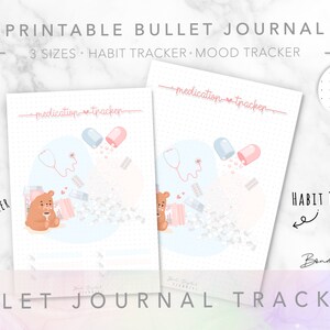 Printable Bullet Journal | BUJO Trackers | Digital Planners | GoodNotes  Habit Medication Pill Vitamin Medicine Tracker Downloadable PDF