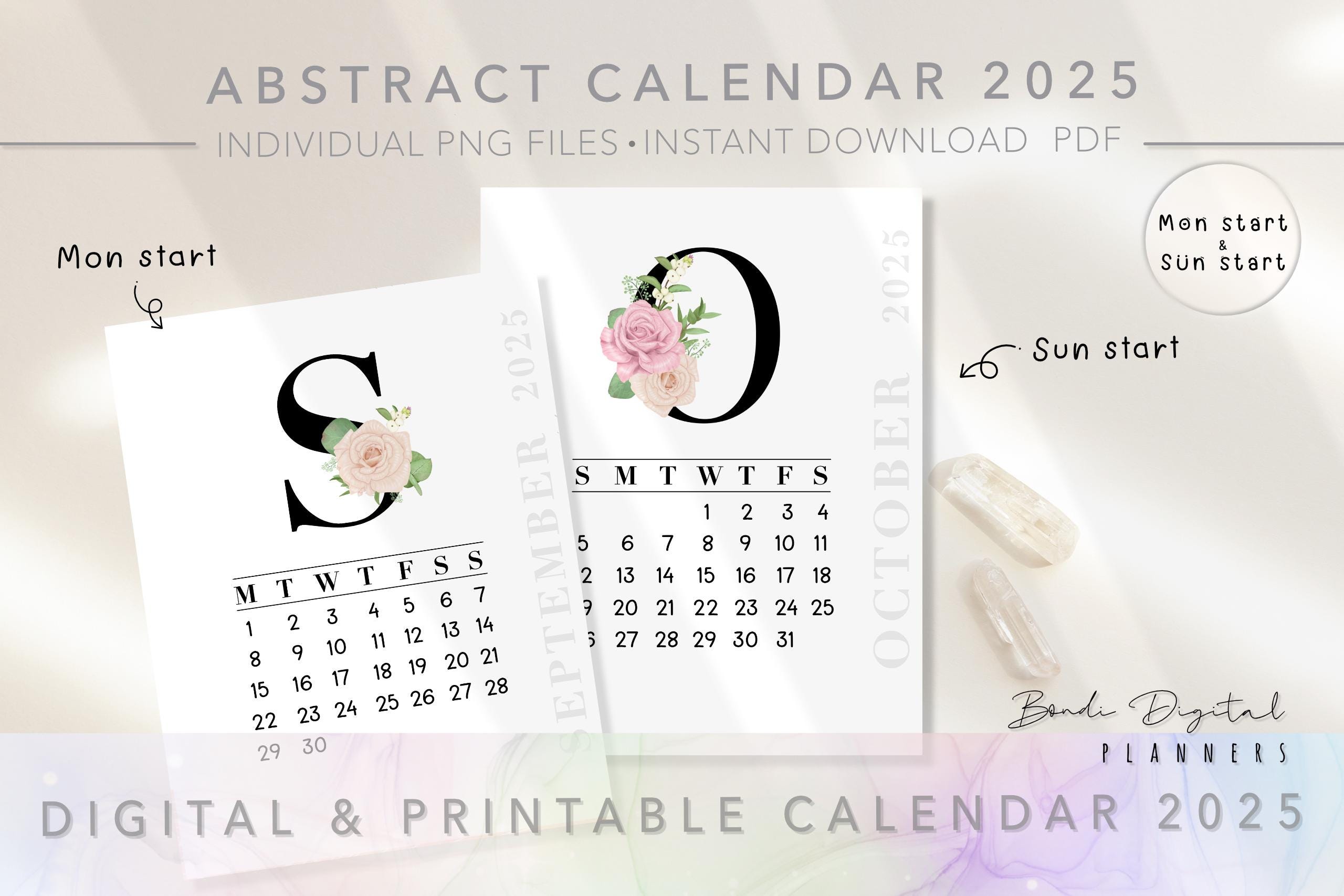 Printable Calendar 2025 | Digital Calendars | Minimalistic |aesthetic ...