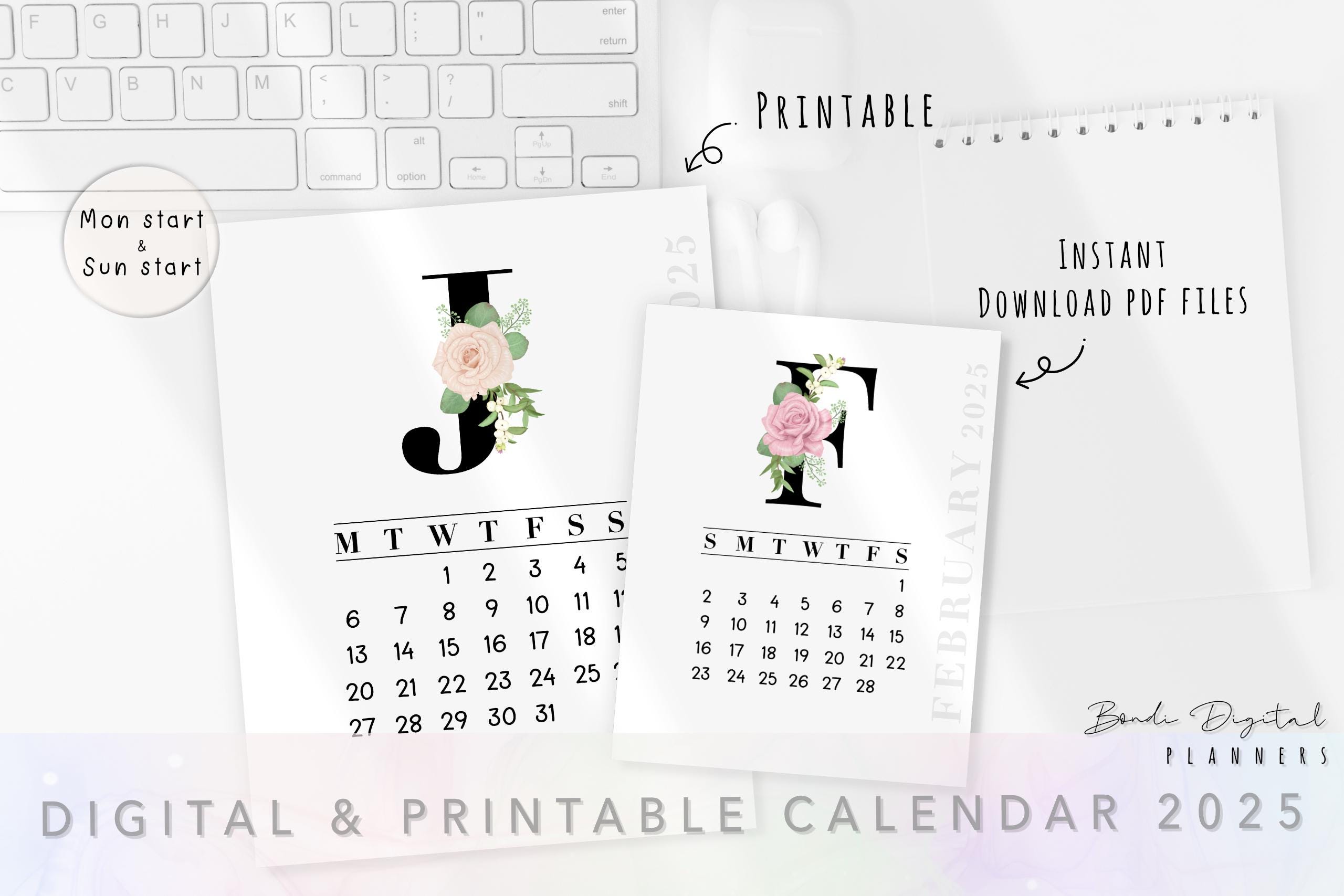 Printable Calendar 2025 | Digital Calendars | Minimalistic |aesthetic ...