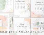 Printable Calendar 2025 | Digital Calendars | Aesthetic | Abstract | Pastel | Cute | Instant Download PDF | Monday Sunday Start