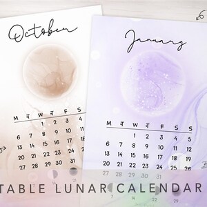 Lunar Calendar 2025 | Moon Phases Calendars | Printable Digital Pastel ...