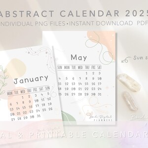 Printable Calendar 2025 | Digital Calendars | Aesthetic | Abstract ...