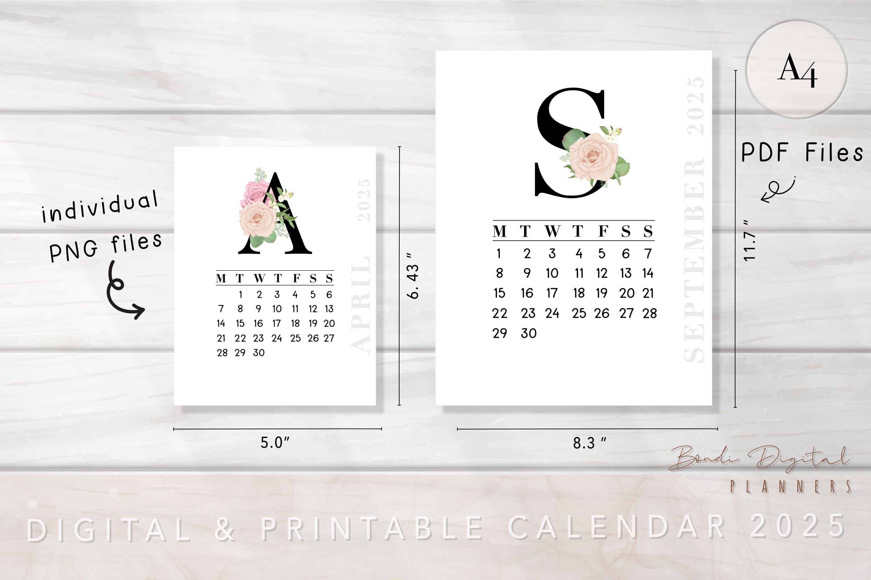 Printable Calendar 2025 | Digital Calendars | Minimalistic |aesthetic ...