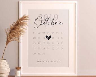 Personalized poster for Valentine's Day for her and for him, also ideal for wedding anniversary or engagement.