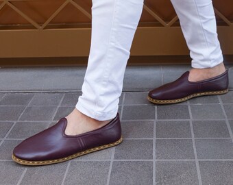 mens leather slip on shoes