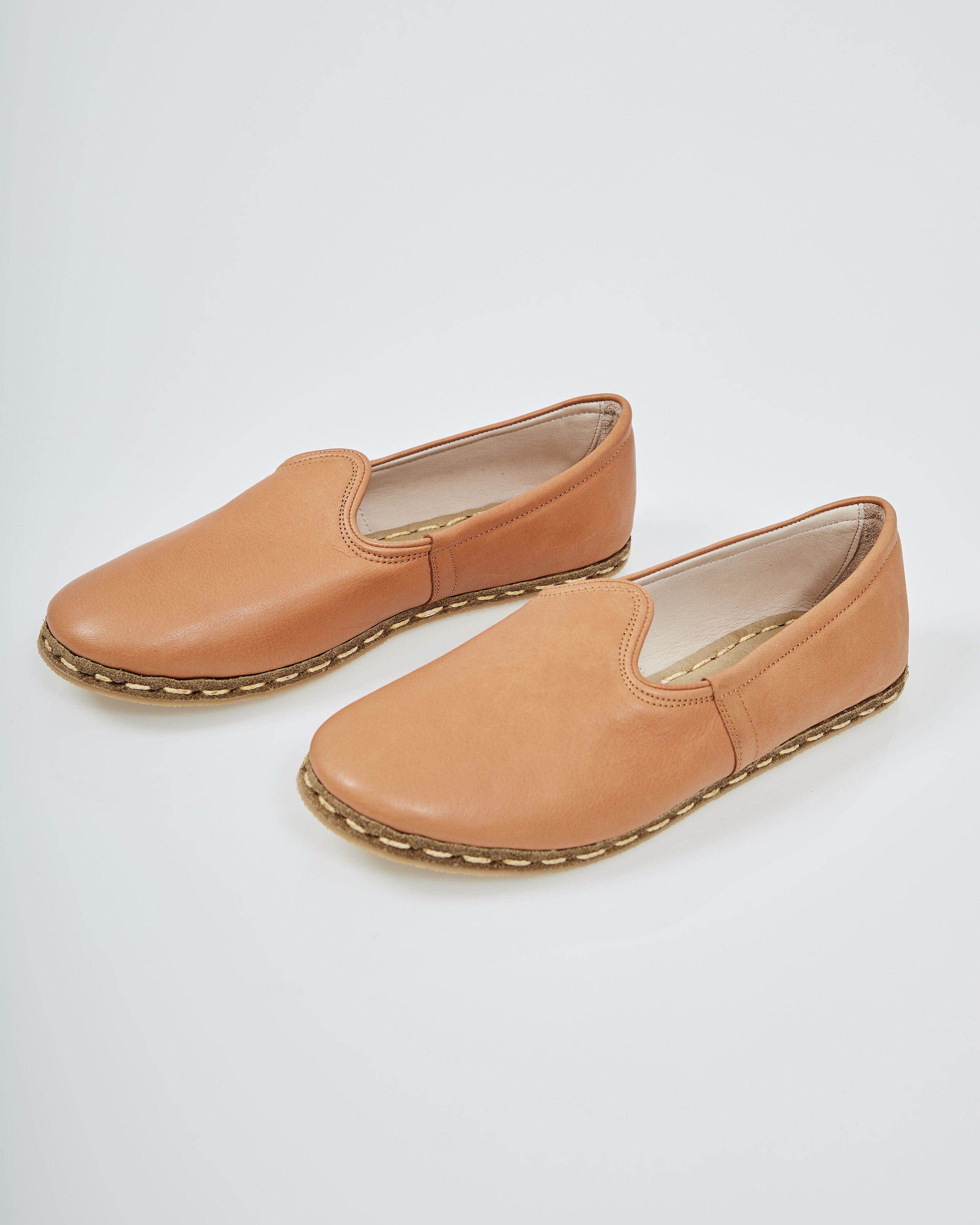 Women Tan Color Handmade Slip On Handmade Leather Loafers Etsy