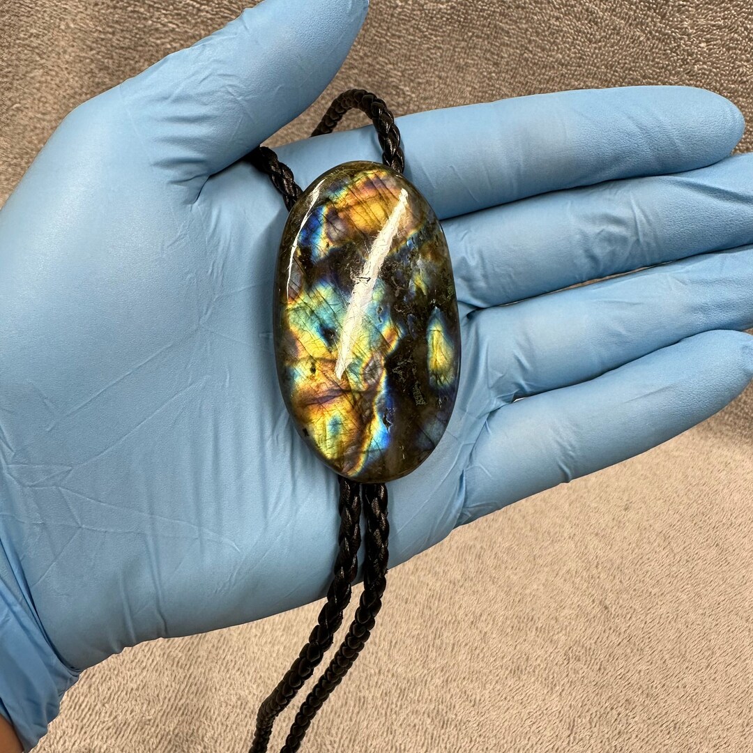 Labradorite Bolo Tie Western Formal Wear Black Cord Silver Etsy