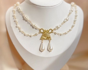 Gold Hmong Phiaj Beaded Necklace