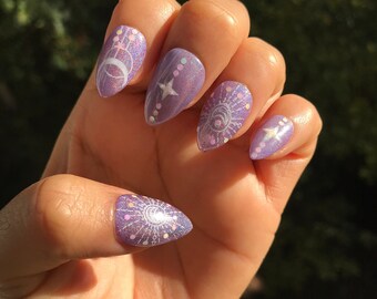 geometric galaxy/ press-on nails/ press-ons