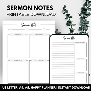 Sermon Notes, Bible Study Printable, Bible Study Planner, Bible Study Guide | INSTANT DOWNLOAD