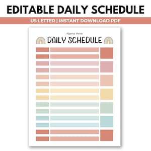 Kids Daily Schedule Template Printable, Homeschool Mom Daily Routine, Personalized Daily Routine, Preschool Daycare Schedule, Daily Planner