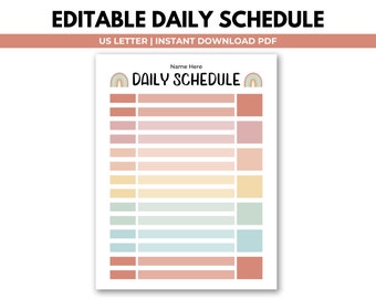 Kids Daily Schedule Template Printable, Homeschool Mom Daily Routine, Personalized Daily Routine, Preschool Daycare Schedule, Daily Planner