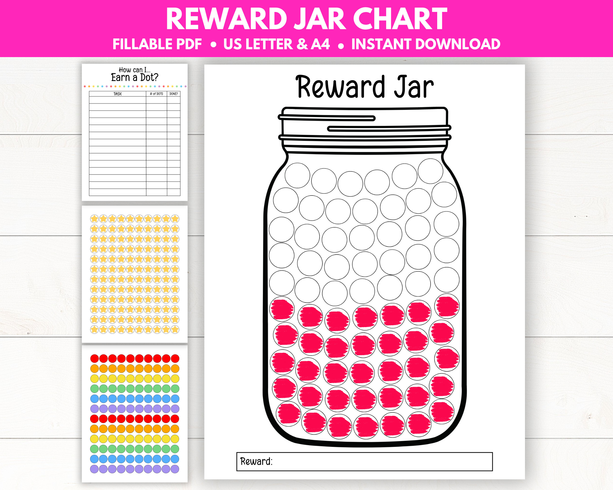 Printable class reward jar whole class reward school reward tracker