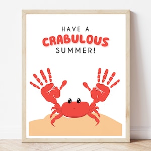 Crab Summer Handprint Craft, Printable Summer Art for Kids, Ocean Handprint Crafts, Beach Handprint, Summertime Handprint Template