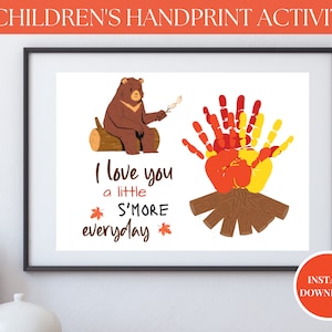 Campfire Handprint Art, Camping Craft Kids, Printable Summer Art for Kids, Summer Handprint Footprint Craft, Smore Memories Camping Hand Art