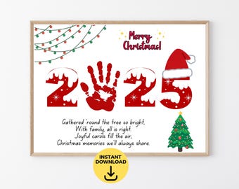 Christmas 2025 Handprint Footprint Art, Holiday Handprint Art, DIY Craft for Kids Baby Toddler, Daycare Activity, Preschool Activity