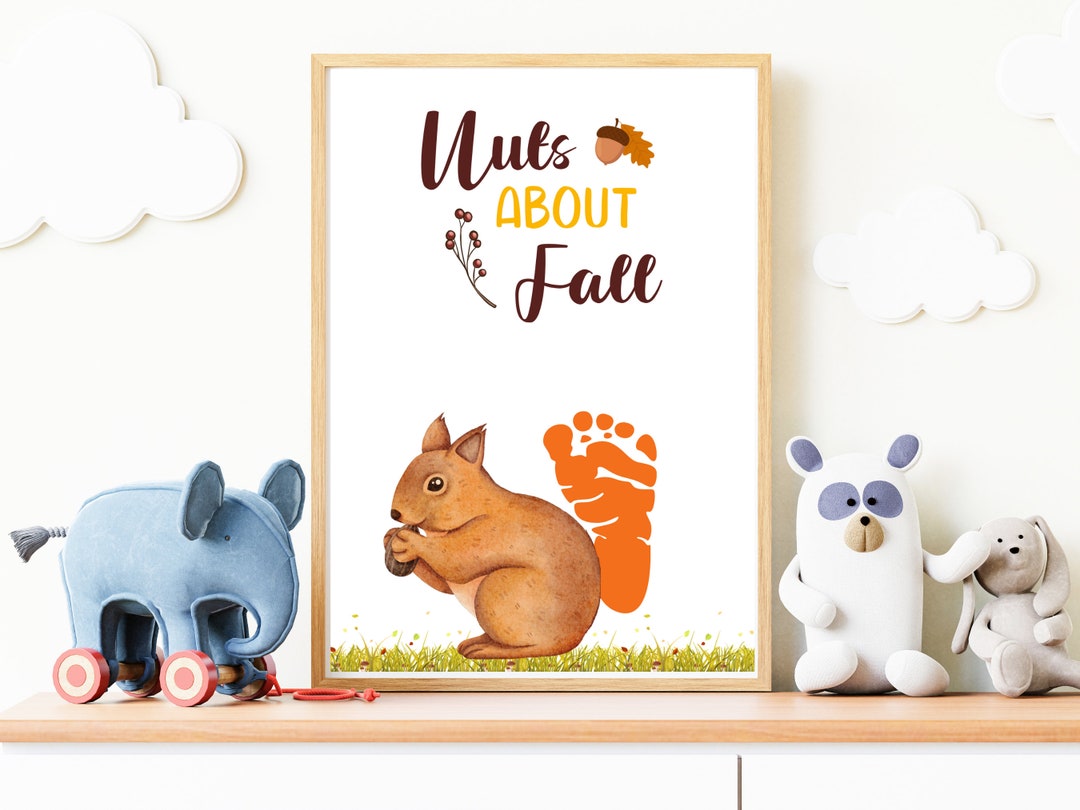Fall Squirrel Handprint Art Bundle, Fall Handprint Craft Printable
