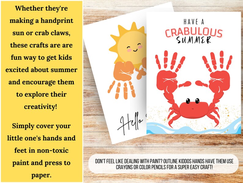 Summer Handprint Craft for Kids Printable Summer Art for - Etsy