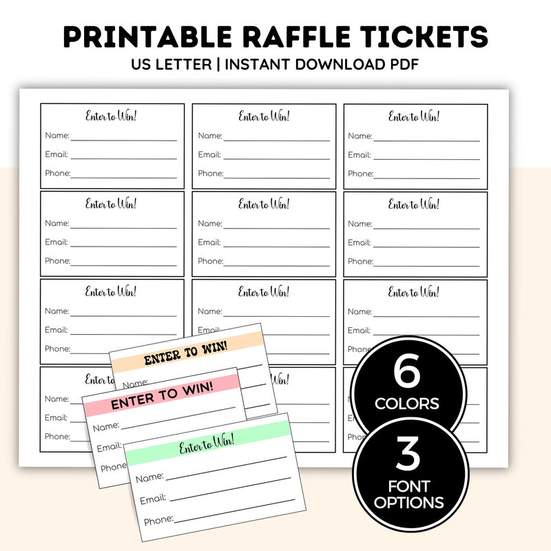 Printable Drawing Entry Forms - Etsy