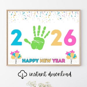 New Years 2026 Handprint Art Craft, New Years Activity, Toddler Handprint Keepsake, DIY Craft for Kids, Daycare Craft, Preschool Activity