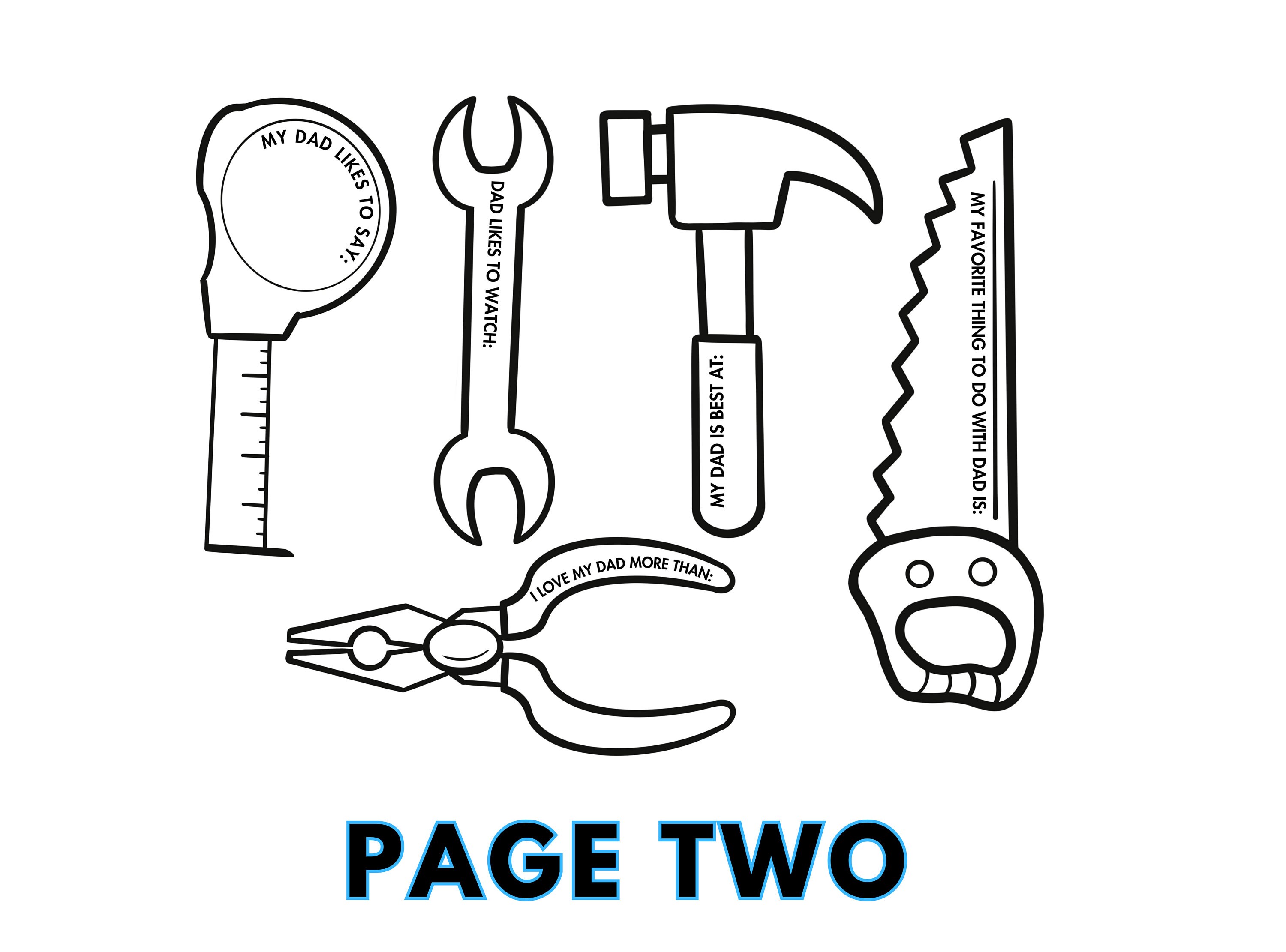 Handyman Fathers Day All About Dad Printable Card Toolbox Coloring Card