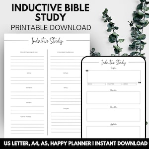 Pode incluir: Folha de trabalho de estudo bíblico indutivo imprimível com seções para "Palavras que se destacam", "Público-alvo", "Quem", "O que", "Onde", "Por que", "Quando", "Oração" e "Outras notas".