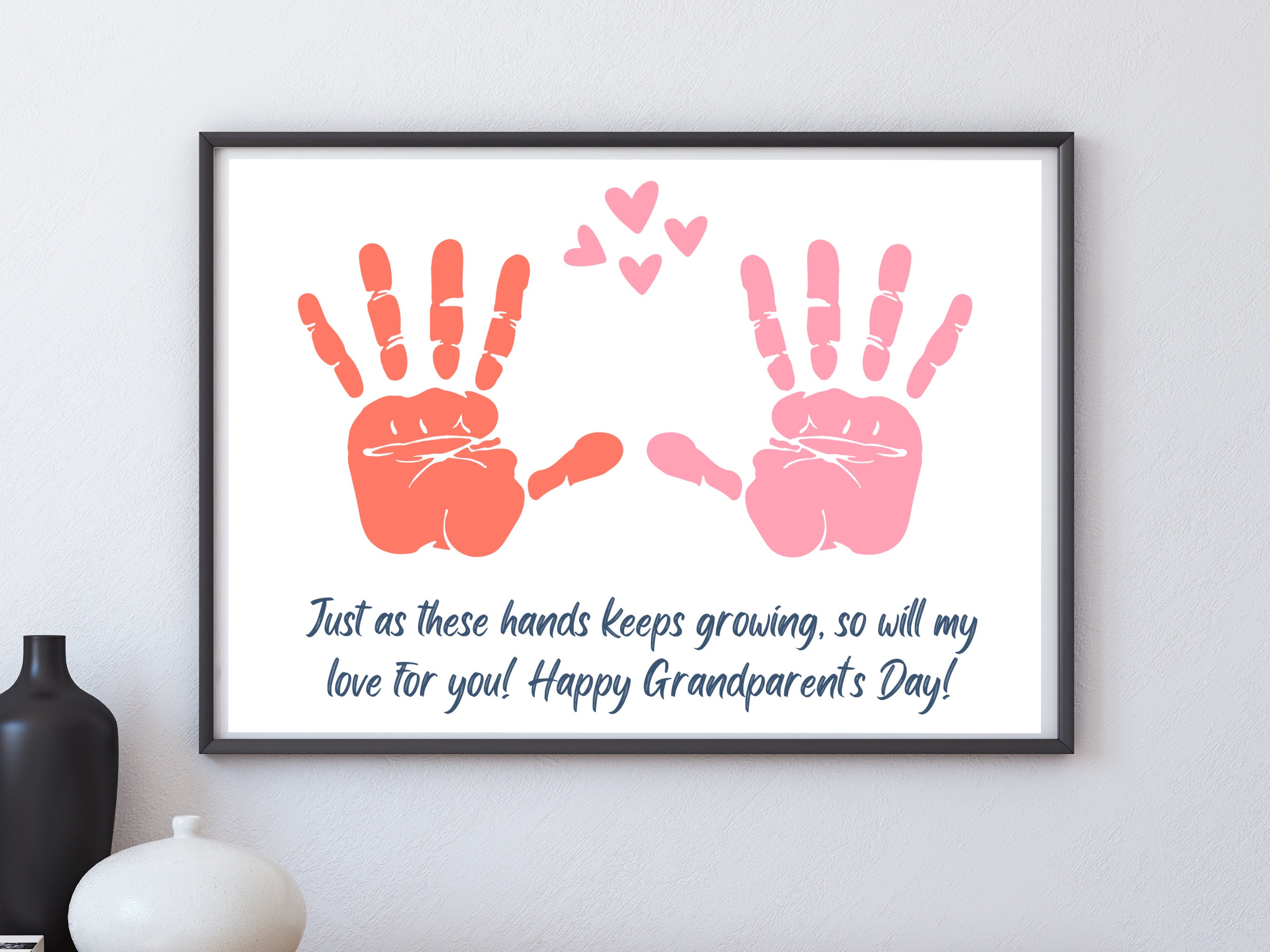 Grandparents Day Handprint Craft, Grandparents Day Art, Grandparents Day Craft, Grandparents Day Gift, Gift for Grandma Grandpa | Printable