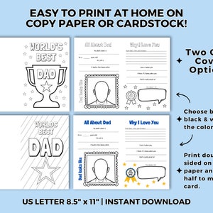 All About Dad Printable Coloring Card for Father's Day Crafts for Kids ...