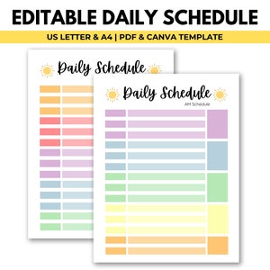 Kids Daily Schedule Template Printable, Homeschool Mom Daily Routine, Personalized Daily Routine, Preschool Daycare Schedule, Daily Planner