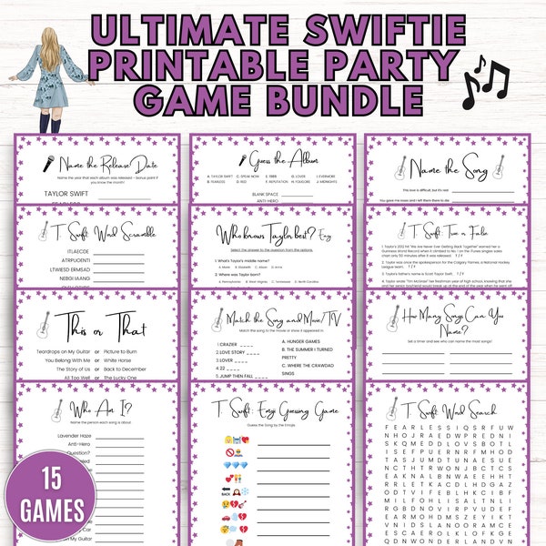 Swiftie Party Games, Taylor Party Game Bundle, T Swift Party, Party Decor, Teen Party Games, Bridal Shower Games Bundle, Party Decor