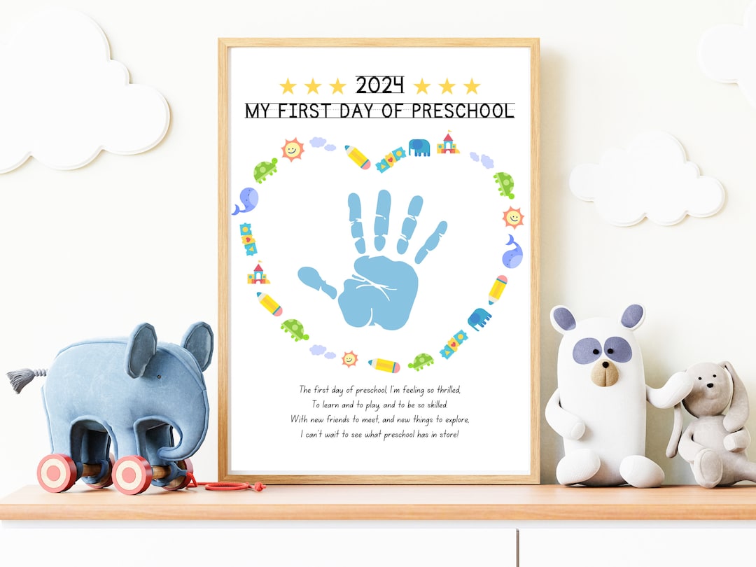First Day of Preschool Handprint Art, First Day of Preschool Activity ...