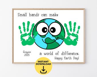 Earth Day Handprint Art, Printable Earth Day Craft, Earth Day Activities for Toddlers Preschoolers Kindergarteners, Instant Download