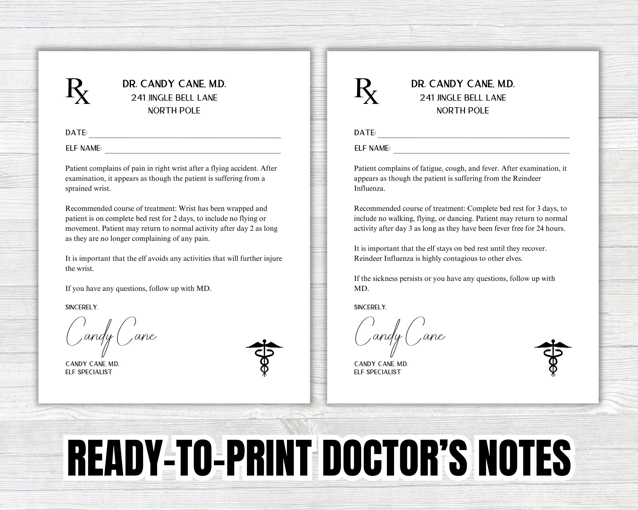Editable Elf Sick Note, Elf Injury &amp; Recovery Letter, Elf Doctor’s Note ...