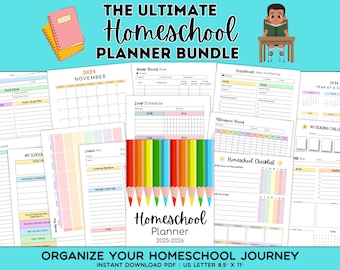 Homeschool Planner Printable 2026 2027 2028 Homeschool Mom Planning Pages, Homeschool Teacher Planner, Homeschool Organizer Instant Download